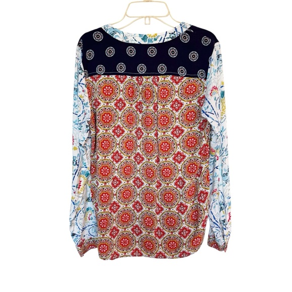 Maeve by Anthropologie Mandala Henley Top Blouse Floral Print - Picture 2 of 9